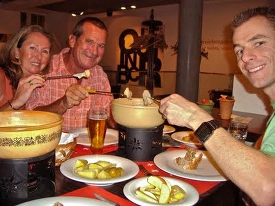 South Africans enjoying a real Swiss fondue