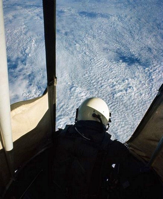 Kittinger as he's about to step off the gondola. Image by Volkmar K. Wentzel, National Geographic.
