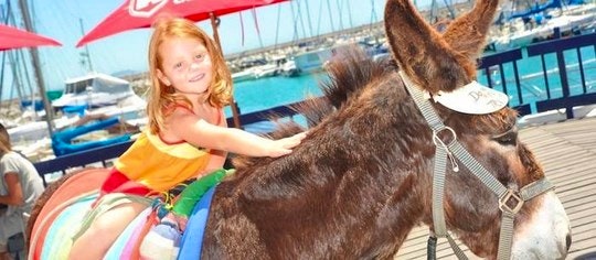 Riding a donkey at Club Mykonos (C) TravelGround