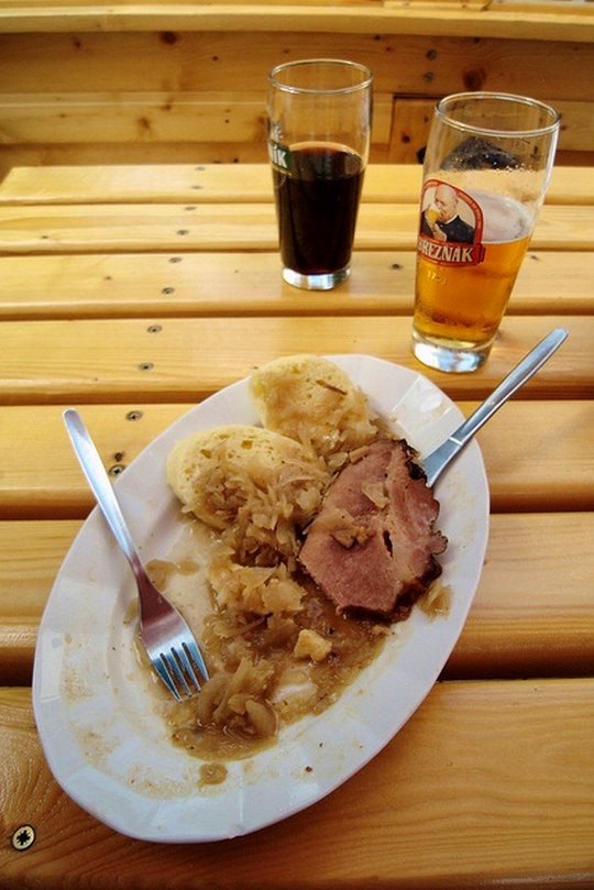 Kassler chops with saurkraut and potatoes and beer. By Martin Dinse (Flickr)