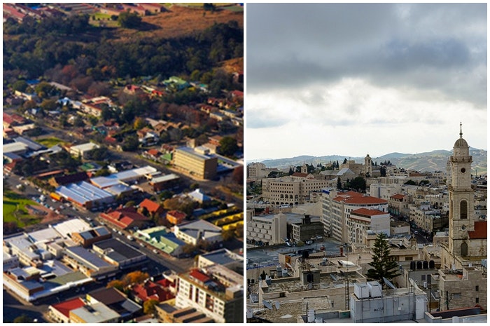 Links: Bethlehem, Vrystaat (Africa Imagery, flickr). Regs: Bethelhem in Israel (Fazia_, flickr)