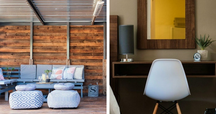 Relax into the comfy pouffe in the lapa (left); You'll be sure to meet your deadlines after a few hours spent at this modern desk (right) | Photos: TravelGround