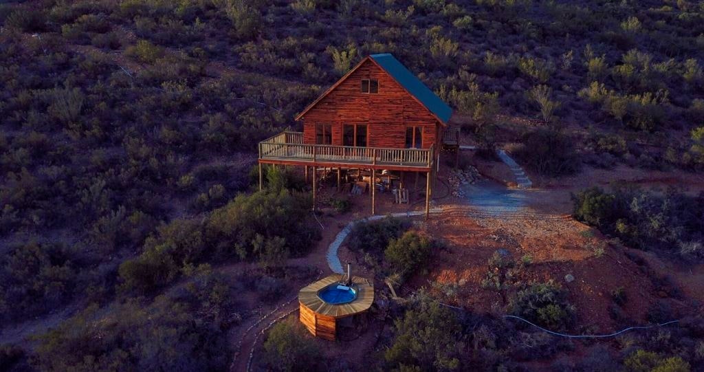 Travelling tortoise wooden house on stilts hot tub