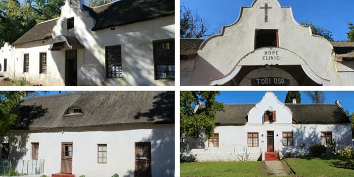 The historical thatch buildings making up the Mamre Heritage Walk.