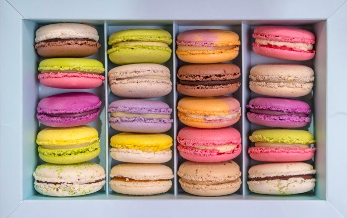 Assorted Colorful Macaroons In A Box